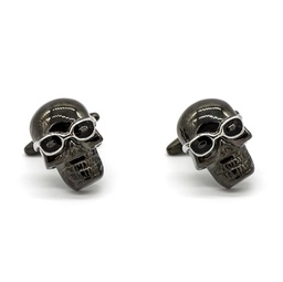 Boutons de manchettes "Tête de mort à lunettes"