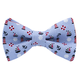 Noeud papillon "Marin d'eau douce" bleu ciel aux motifs marins