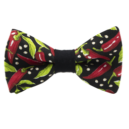 Noeud papillon "Pimento" noir aux piments rouges