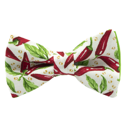 Noeud papillon "Pimento" blanc aux piments rouges