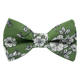 Noeud papillon "White Flowers" vert