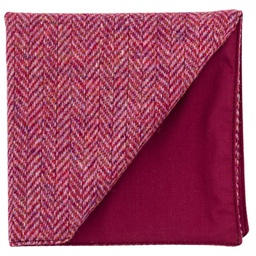 Pochette en tweed "Dundee" chevron rose framboise