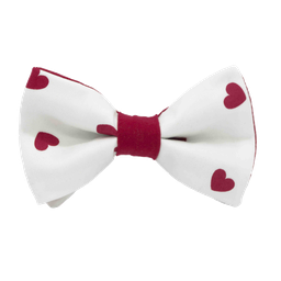 Noeud papillon "Le Romantique" coeurs rouges sur fond blanc