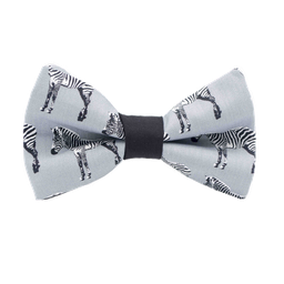 Noeud papillon "Zebra" zèbres sur fond gris