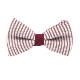 Noeud papillon "Knokke" rayures blanches et bordeaux