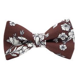 Noeud papillon "White Flowers" marron