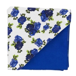 Pochette "Winter Flower" fleurs bleues sur fond blanc