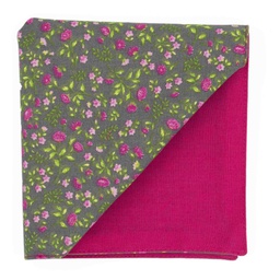 Pochette "Storm Flower" fleurs roses et fuchsia sur fond gris