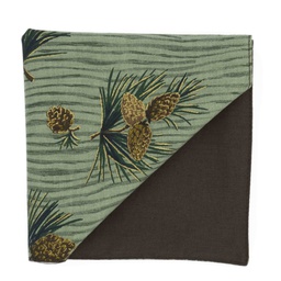 Pochette "Soignes" pomme de pin dorée sur fond vert