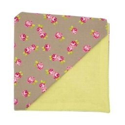 Pochette "Rose Bohême" fleurs roses sur fond beige