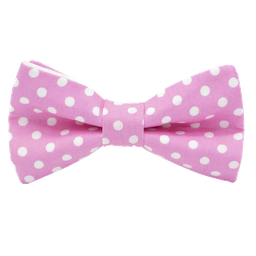 Noeud papillon "Big Dots" points blancs sur fond rose