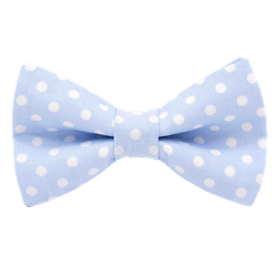 Noeud papillon "Big Dots" points blancs sur fond bleu ciel