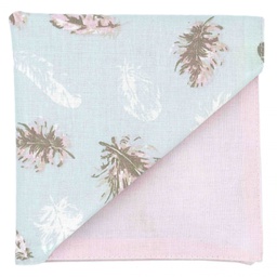 Pochette "Apache" plumes roses sur fond bleu ciel
