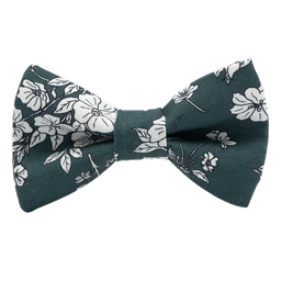 Noeud papillon "White Flowers" vert canard