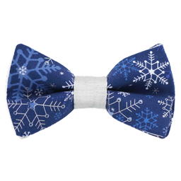 Noeud papillon "Let it snow" flocons de neige blancs et bleus sur fond bleu