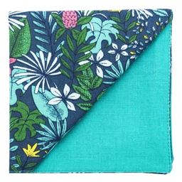 Pochette "Caribbean" feuilles exotiques sur fond bleu