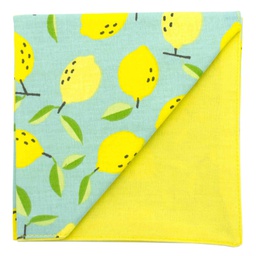 Pochette "Citron" citrons jaunes sur fond bleu