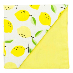 Pochette "Citron" citrons jaunes sur fond blanc