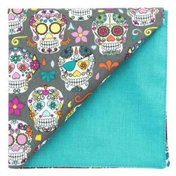 Pochette "Calaveras" têtes de mort mexicaines sur fond gris