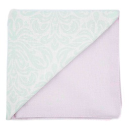 Pochette "Rosée du matin" motifs végétaux vert d'eau sur fond blanc