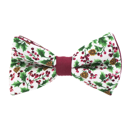 Noeud papillon "Christmas Vibes" houx et pommes de pin