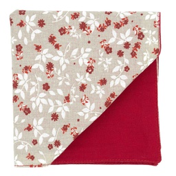 Pochette "Fire Flowers" fleurs oranges et feuilles blanches sur fond beige