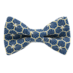 Noeud papillon japonais "Polygone" bleu moyen
