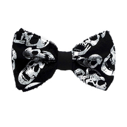 Noeud papillon Halloween "Crazy Skull" tête de mort argentée
