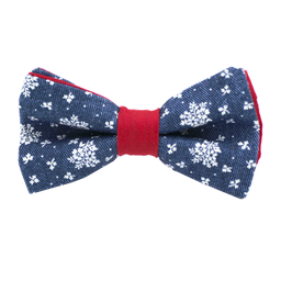Noeud papillon jean "Flower Fake" - Fleurs blanches