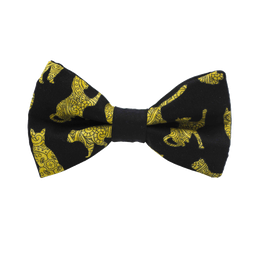 Noeud papillon Halloween "Bastet" chats jaunes sur fond noir