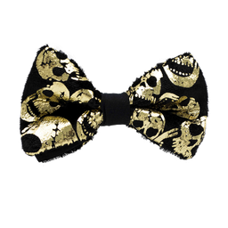 Noeud papillon Halloween "Crazy Skull" tête de mort dorée