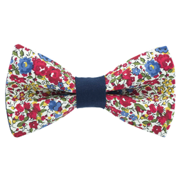 Noeud papillon Liberty "Emma and Georgina" rouge bague bleu marine