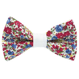 Noeud papillon Liberty "Emma and Georgina" rouge bague blanche