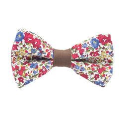 Noeud papillon Liberty "Emma and Georgina" rouge bague marron