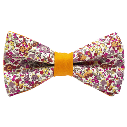 Noeud papillon Liberty "Emma and Georgina" rose poudré bague orange