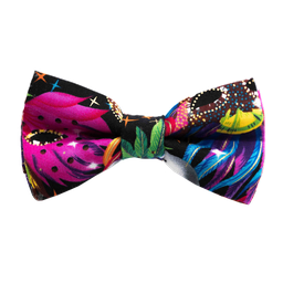 Noeud papillon "Vénitien" masques colorés sur fond noir