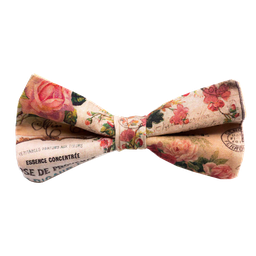 Noeud papillon "Le Provençal" fleurs roses sur fond rose pastel