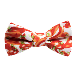 Noeud papillon "Hot and Spicy" piments rouges sur fond blanc