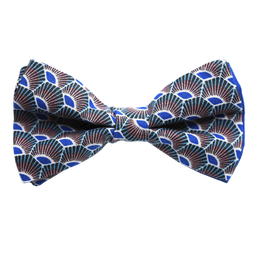 Noeud papillon japonais "Plumes" bleu roi