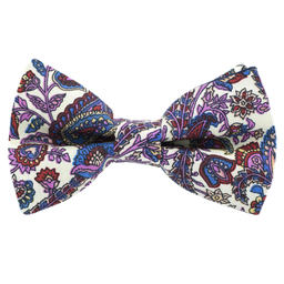 Noeud papillon "Funky Flower" fleurs colorées sur fond blanc