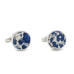 Boutons de manchettes Liberty "Emma and Georgina" bleu et blanc
