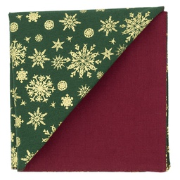 Pochette "Christmas Snow" flocons de neige dorés sur fond vert sapin