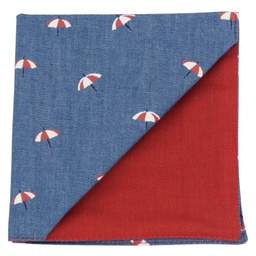 Pochette jean "Ombrella" parasols blancs & rouges