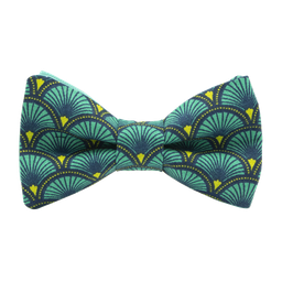 Noeud papillon japonais "Grands Éventails" vert piscine
