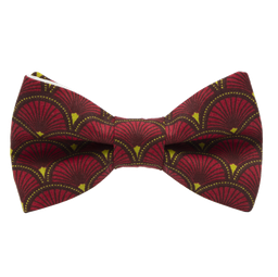 Noeud papillon japonais "Grands Éventails" rouge foncé