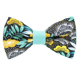 Noeud papillon "Jungle By Night" motifs végétaux turquoises