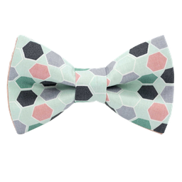 Noeud papillon "Hexagone" vert d'eau