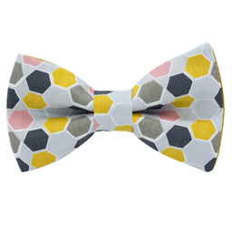 Noeud papillon "Hexagone" gris & jaune moutarde