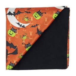 Pochette Halloween "Sortilège" chats & chauve-souris sur fond orange