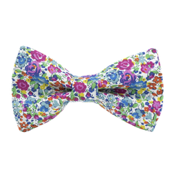 Noeud papillon Liberty "Emma and Georgina" fuchsia et vert d'eau